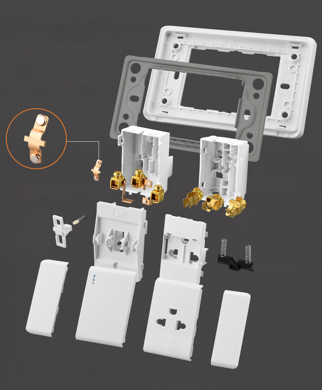 South America switch socket exploded view