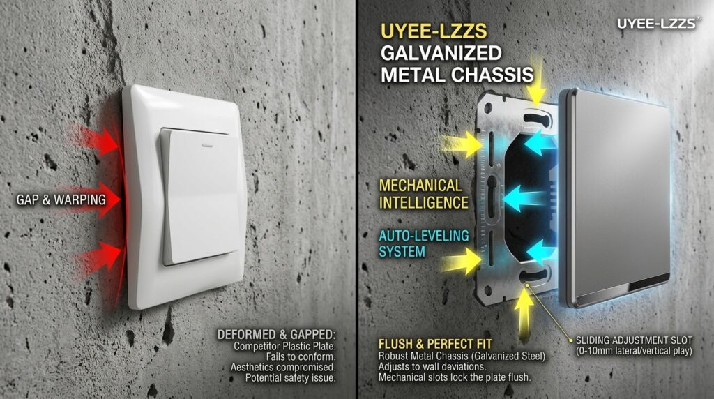 How to install switches and sockets on uneven walls